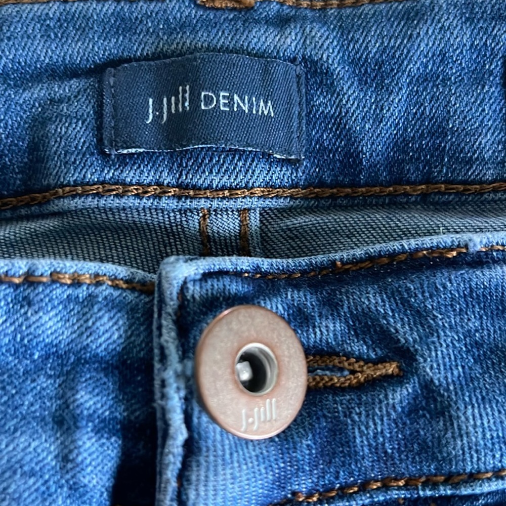 J Jill Denim Women’s Size 10 Boyfriend Straight Leg Ankle Blue Stretch Dark Wash